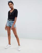 Thumbnail for your product : ASOS Design DESIGN tie detail short sleeve body in black