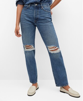 MANGO Women's Decorative Rips Relaxed Jeans - ShopStyle