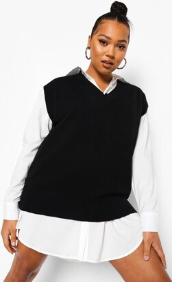 boohoo Plus 2 In 1 Oversized Jumper Shirt Dress - ShopStyle