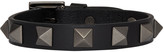 Valentino - Bracelet en cuir noir Rockstud