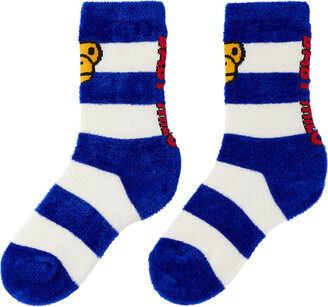 BAPE Kids Blue & White Hoop Baby Milo Socks