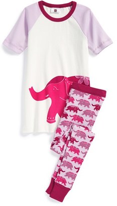 Tea Collection 'Elephant Ride' Two-Piece Fitted Pajamas (Toddler Girls, Little Girls & Big Girls)