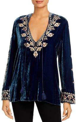 Johnny Was Emi Velvet Embroidered Hooded Tunic