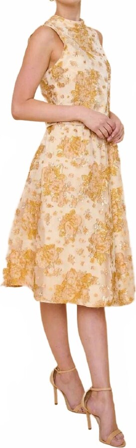 Flora Bea Tulip Floral Skirt In Beige