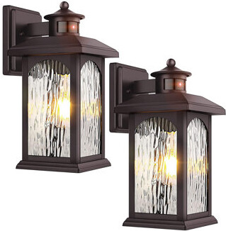 Red Barrel Studio 2 Packs Motion Sensor Outdoor Lights - Brown Dusk to Dawn Outdoor Lighting Oil Rubbed Bronze Exterior Light Fixtures Waterproof Porch Lights Wall Sc