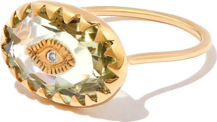 Pascale Monvoisin 9kt yellow gold Amy diamond and amethyst ring