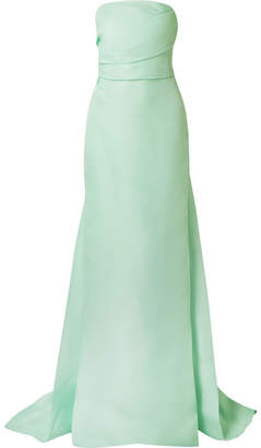 Monique Lhuillier Silk Strapless Gown - Mint