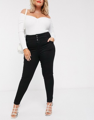 Simply Be shape & sculpt extra high waist skinny jeans in black - ShopStyle
