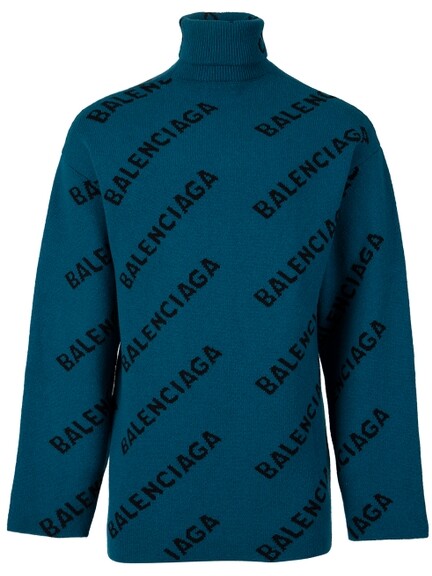 Balenciaga All-over Turtleneck Sweater Petrol Blue - ShopStyle