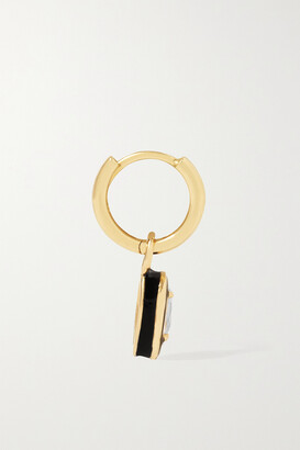 Alison Lou Pear Cocktail 14-karat Gold, Topaz And Enamel Single Hoop Earring - One size