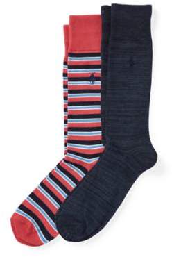Ralph Lauren T-Shirt Stripe Sock 2-Pack Berry One Size