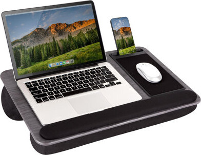 Lap Desk With Wrist Rest, Mouse Pad, And Phone Holder,(Black Carbon)
