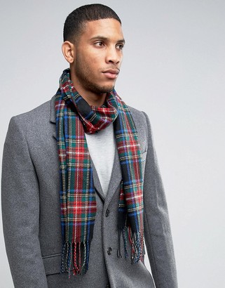 ASOS Woven Plaid Scarf In Black And Red
