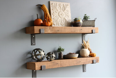 17 Stories Chumbley 2 Piece Reclaimed Barn Wood Bracket Shelf