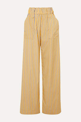 Matin MATIN - Striped Cotton-poplin Wide-leg Pants - Yellow