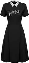 Thumbnail for your product : ACEVOG Women Short Sleeve Peter Pan Collar Petite Doll Tunic Pleated Dress L