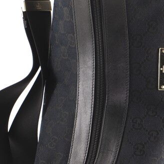Gucci Side Pocket Saddle Zip Messenger Bag GG Canvas Medium