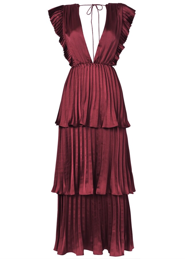 Burgundy Pleated Dress | Shop the world's largest collection of fashion |  ShopStyle