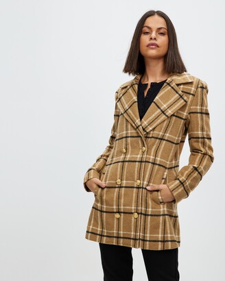 Atmos & Here Atmos&Here - Women's Brown Winter Coats - Misha Wool Blend Double Breasted Coat - Size 6 at The Iconic