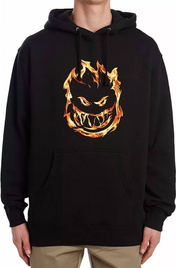 Spitfire Flame Bighead Logo Print 451 Hoodie In Black Orange