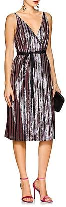 Robert Rodriguez Women's Sequin-Striped Wrap-Front Cami Dress - Purple