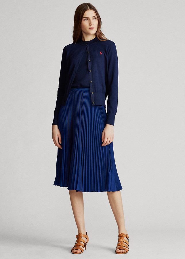 polo ralph lauren pleated georgette midi skirt
