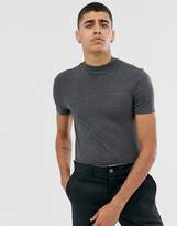 Thumbnail for your product : ASOS Design DESIGN muscle fit turtle neck t-shirt with stretch in charcoal marl