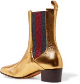 Thumbnail for your product : Gucci Metallic Leather And Textured-lamé Chelsea Boots - Gold