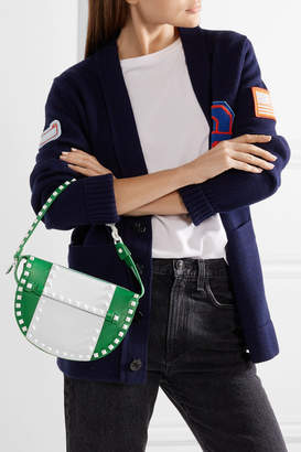 Valentino Garavani The Rockstud Two-tone Leather Shoulder Bag