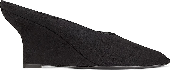Totême Women's 75MM Velvet Peep-Toe Wedge Mules - Black - Size 6