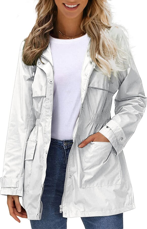 white raincoat womens