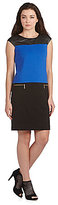 Thumbnail for your product : Jones New York Signature Cap-Sleeve Colorblock Faux-Leather & Ponte Knit Dress