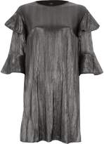 Thumbnail for your product : River Island Womens Silver foil frill T-shirt dress