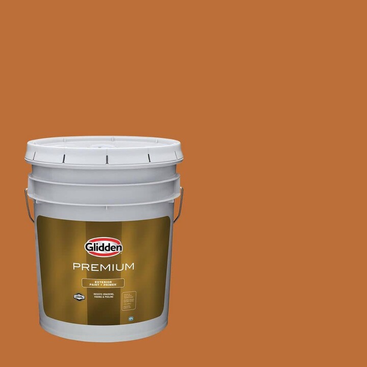 Glidden Premium 5 gal. PPG1201-7 Lucky Penny Semi-Gloss Exterior Latex Paint