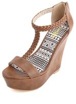 Thumbnail for your product : Charlotte Russe Braided T-Strap Platform Wedge Sandals