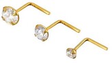 Thumbnail for your product : The Love Silver Collection 18ct Gold Plated Sterling Silver & Cubic Zirconia 3pk Nose Studs