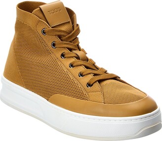 brown leather high top sneakers women's