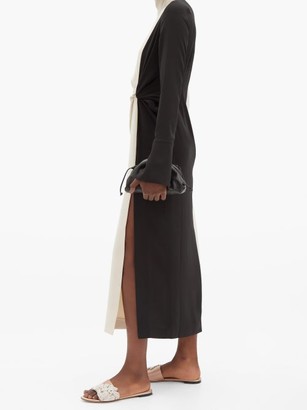 16Arlington Morie Bi-colour Gathered Fluid-crepe Dress - Black Beige