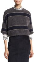 Thumbnail for your product : Brunello Cucinelli Rugby-Stripe Cropped Sweater, Navy