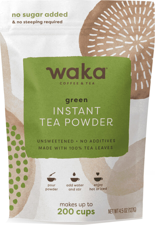 Waka Instant Green Tea Mix, Classic - 100% Tea Leaves, No Additives, Unsweetened Tea Powder for 50 Quarts or 200 Cups – Easy Quick Hot and Iced Teas (4.5oz)