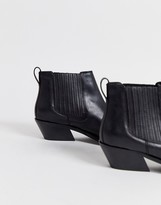 Thumbnail for your product : ASOS DESIGN Wide Fit Adelaide leather western chelsea boots in black
