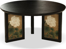 Groove Interior 31.5" Black Solid Wood Round Coffee Table