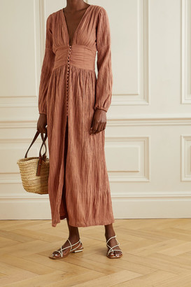 Savannah Morrow The Label Net Sustain The Oasis Crinkled Organic  Cotton-gauze Maxi Dress - Brick - ShopStyle
