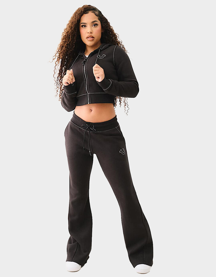 True Religion Joey Mid Rise Big T Flare Womens Sweatpants