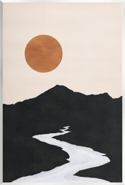 Receding Stream Into Distant Mountain Ochre Sun by JJ Design House LLC - Unframed Graphic Art on MDF