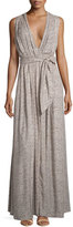 Thumbnail for your product : L'Agence Sleeveless Pleated Dot-Print Maxi Dress