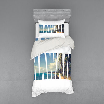 Ambesonne Blue/Green Microfiber Modern & Contemporary Duvet Cover Set