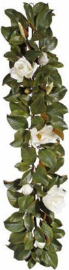 DarbyCreekTrading Real Touch White Magnolia Flower & Leaf All Seasons Christmas Garland Table Runner - 5 Ft