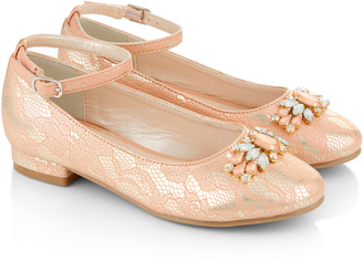 Monsoon Pretty Jewel Lace Print Mini Heel Shoes