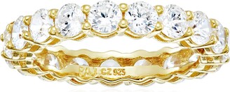 Amazon Essentials Yellow Gold Over Sterling Silver Round Cut Cubic Zirconia All-Around Band Ring (3.5mm)